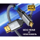 Кабель Mini HDMI - HDMI, Двонаправлений 2.0, 4K 60Hz - 2 метри